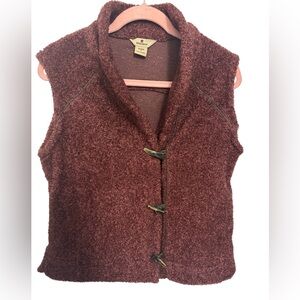 Vintage Woolrich Cabincore Maroon “Hazelberry” Sherpa Toggle Closure Vest